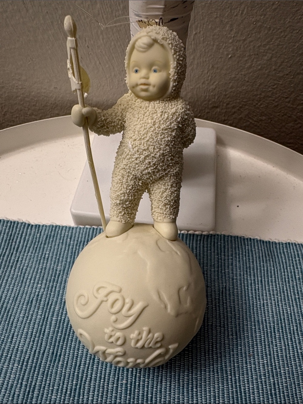 Unbranded Cream 'Joy to the World' Textured Figurine Ornament